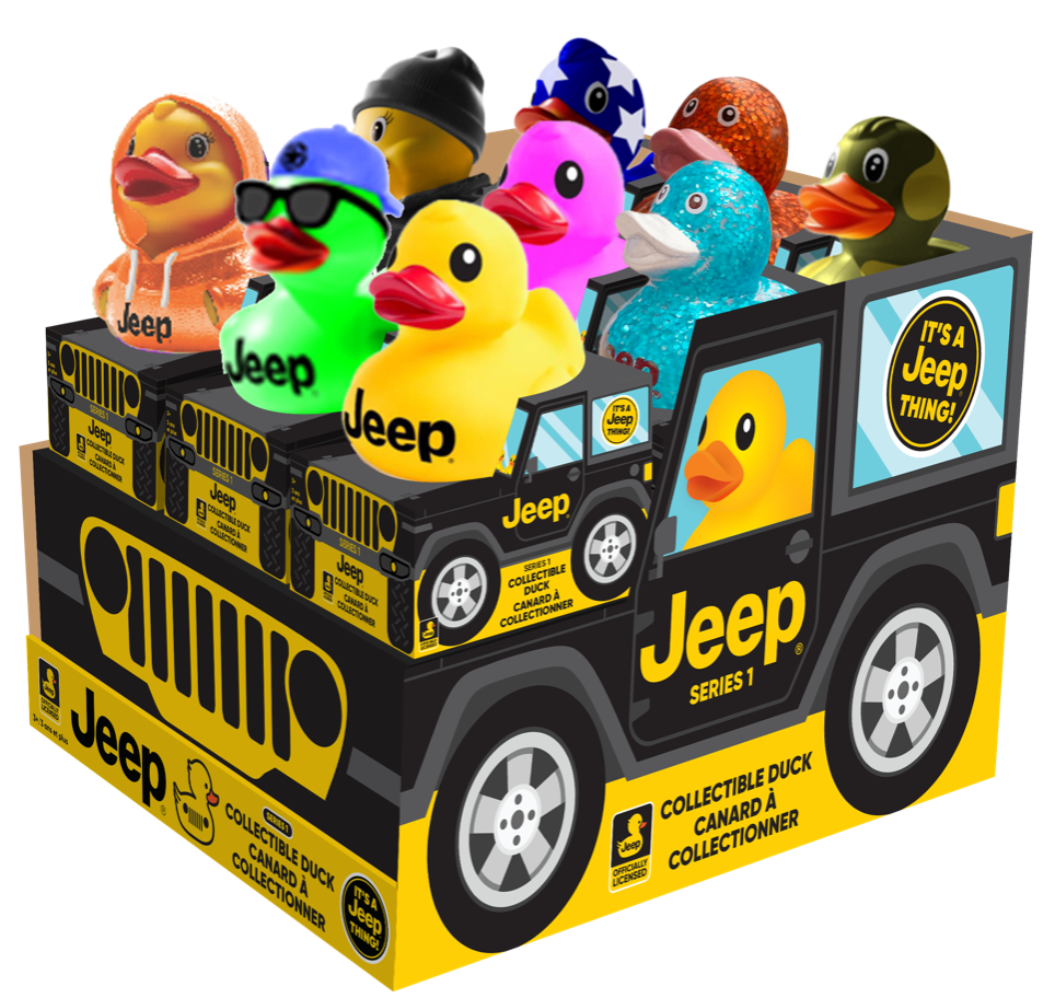 Jeep branded collectible ducks retail display